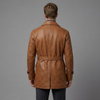 Men's Brown Leather Trench Coat