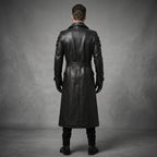 Men's Black Leather Trench Coat