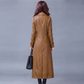 Women's  Faux camel  Leather Trench Coat