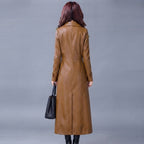 Women's  Faux camel  Leather Trench Coat