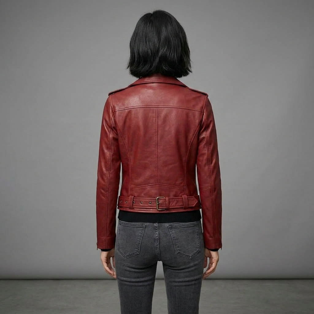 Buy Women's Red Leather  Jacket