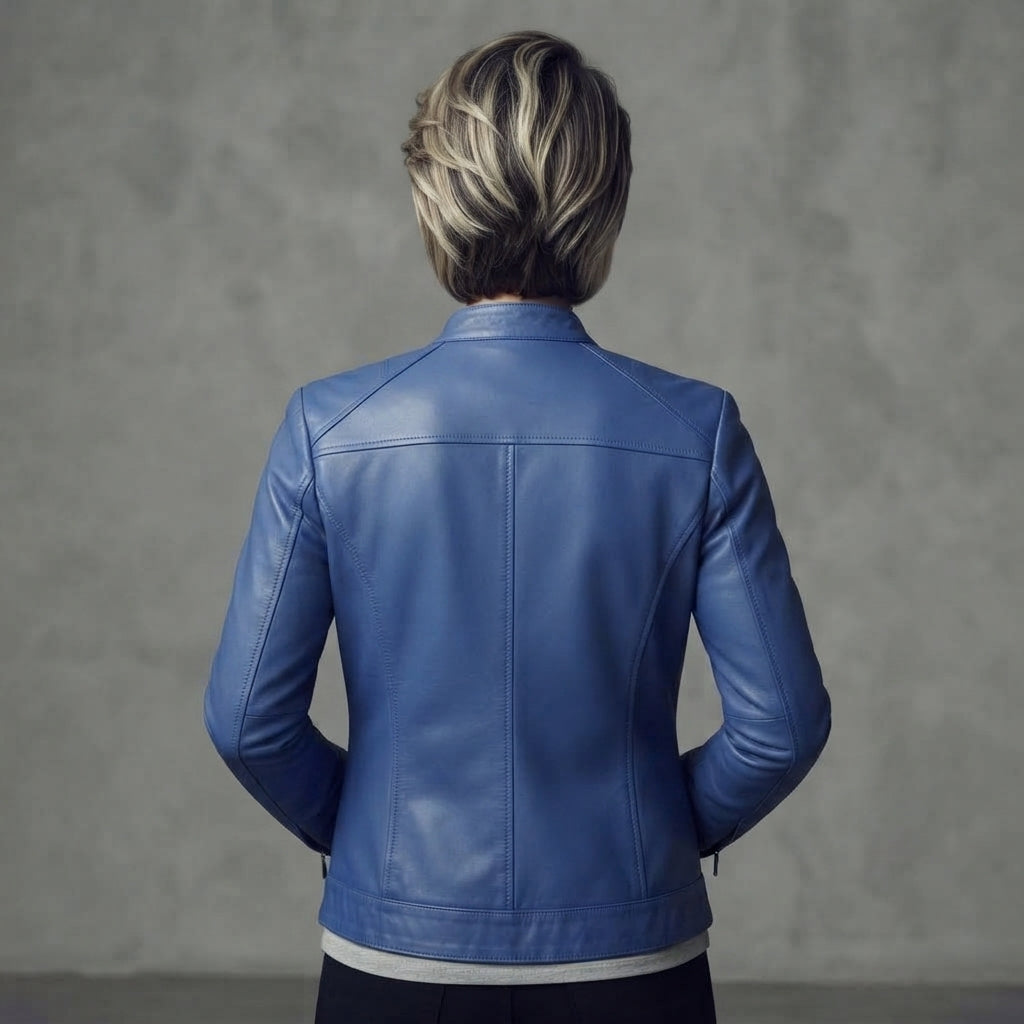 Women's Blue Leather Jacket