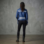 Women's Blue & White Leather Jacket