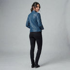 Women's Blue Leather Jacket