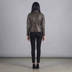 Buy Women's Dark Brown Rub-off Cafe Racer Leather Jacket