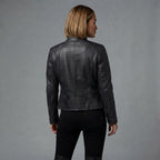 Women's  Black distressed Leather Jacket