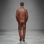 Men's Brown Leather Jumpsuit
