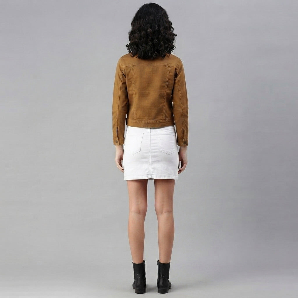 Buy Roman Brown Classic Cotton Denim Jacket  for Women's