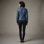 Women's Blue Leather Jacket