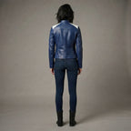 Women's Blue Leather Jacket