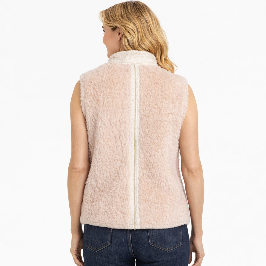Women's Beige Teddy Padded Vest