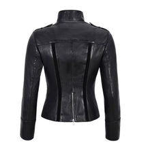 Load image into Gallery viewer, Biker Studded Italian Style Winter Black Jacket Leather Outlet
