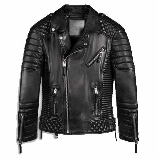 Schwarze Biker-Lederjacke für Herren im gesteppten Stil