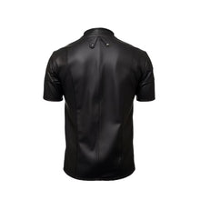 Load image into Gallery viewer, Black Leather Half-sleeves Shirt Leather Outlet
