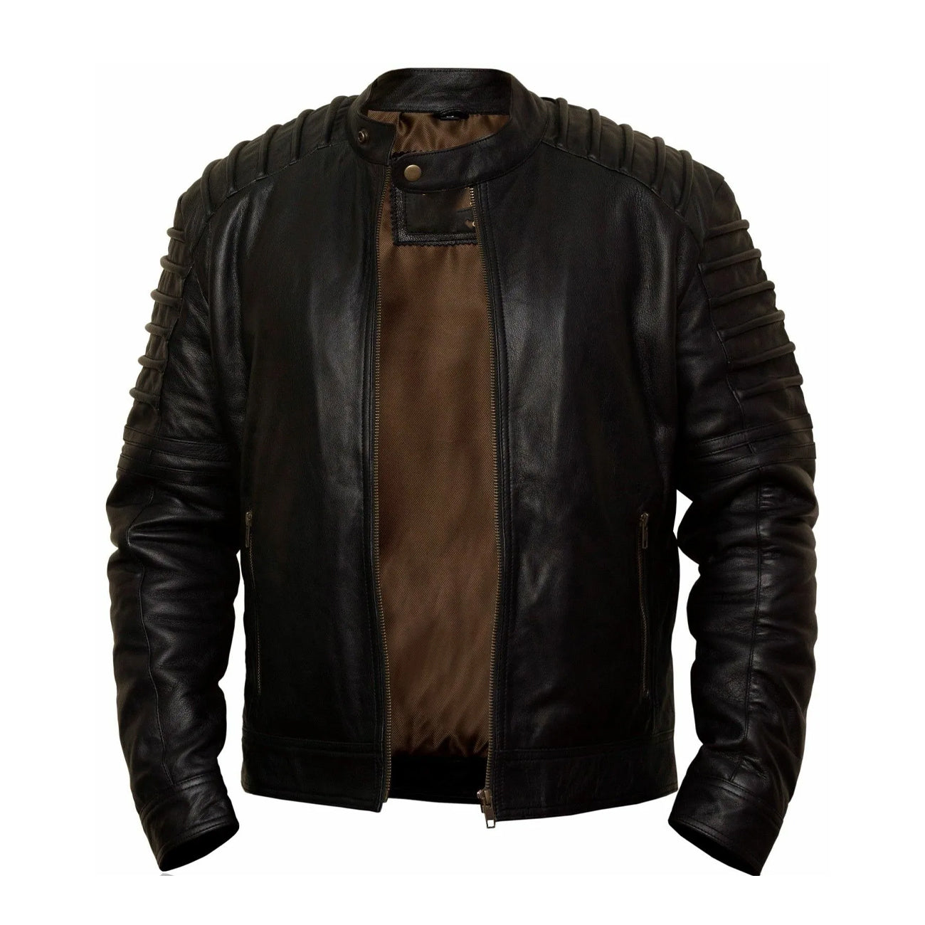 Schwarze Lederjacke Herrenmode