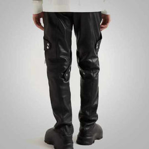 Black Mens Leather Sheep Skin Leather Biker Pant