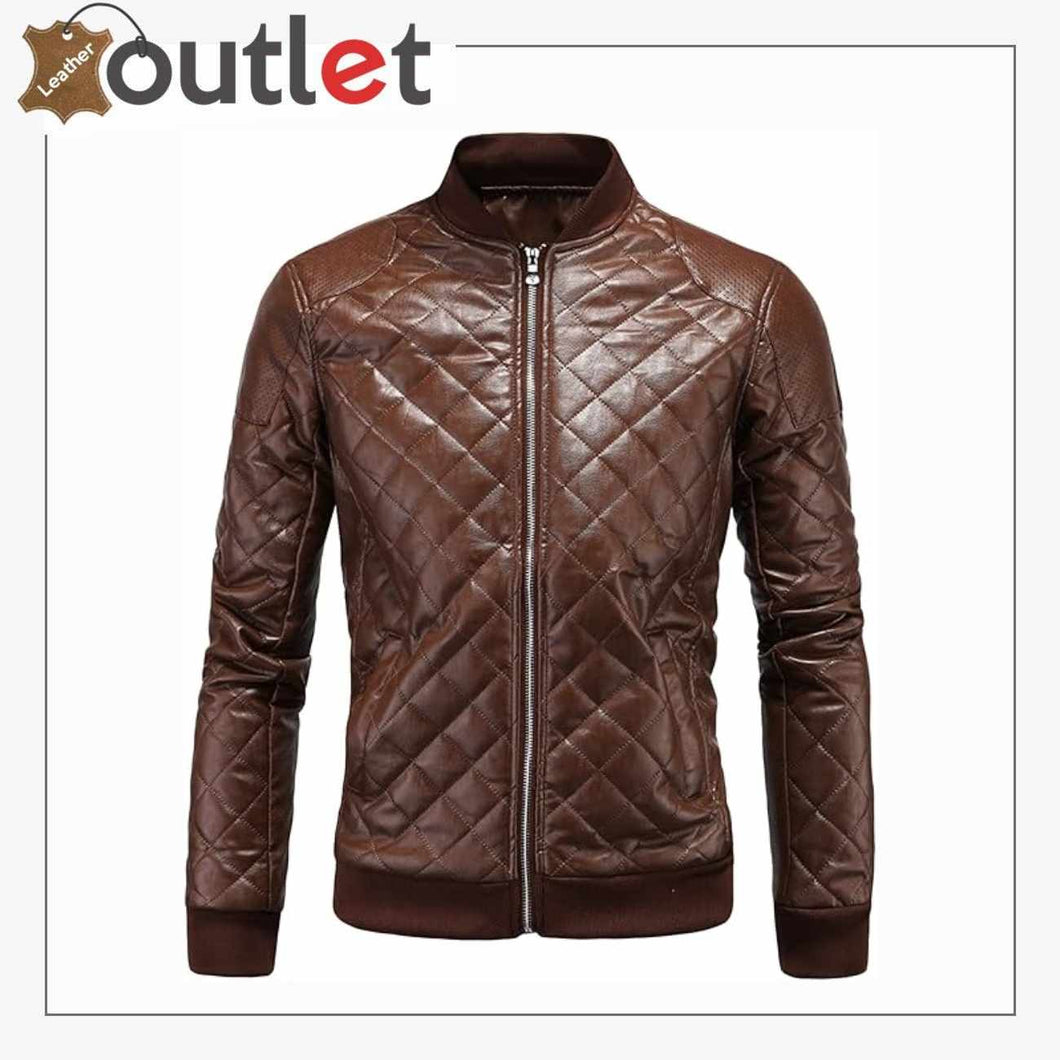 Brown Leather Bomber Jacket Mens