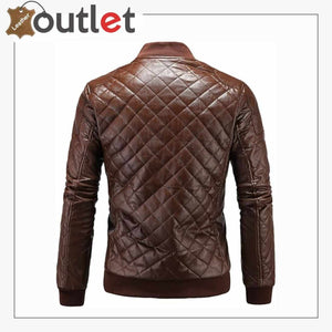 Brown Leather Bomber Jacket Mens