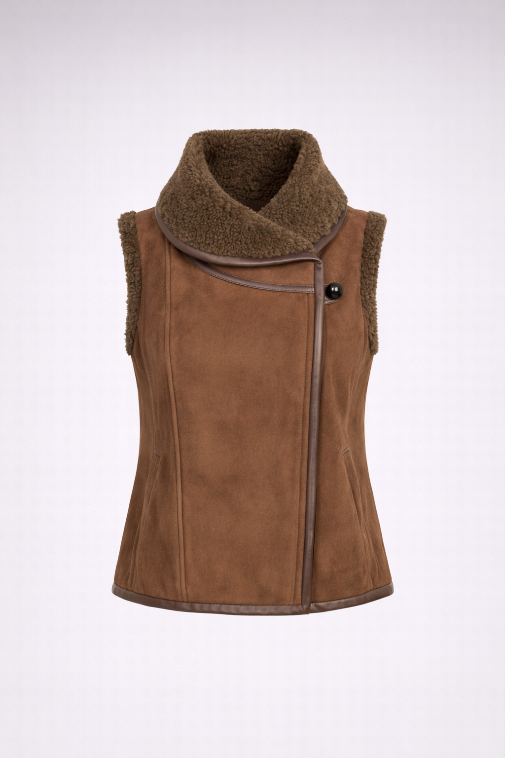 Women's Brown Suede Shearling Vest