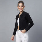 Buy Roman Black Classic Cotton Denim Jacket  for Women's