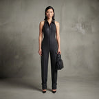 Women's Black Leather Jumpsuit