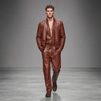 Men's Brown Leather Jumpsuit