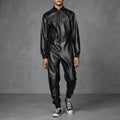 Men's Black Leather Jumpsuit