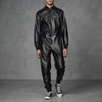 Men's Black Leather Jumpsuit