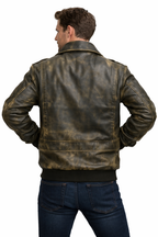 Men’s Antique Distressed Leather Pilot Jacket – Vintage Flight Bomber