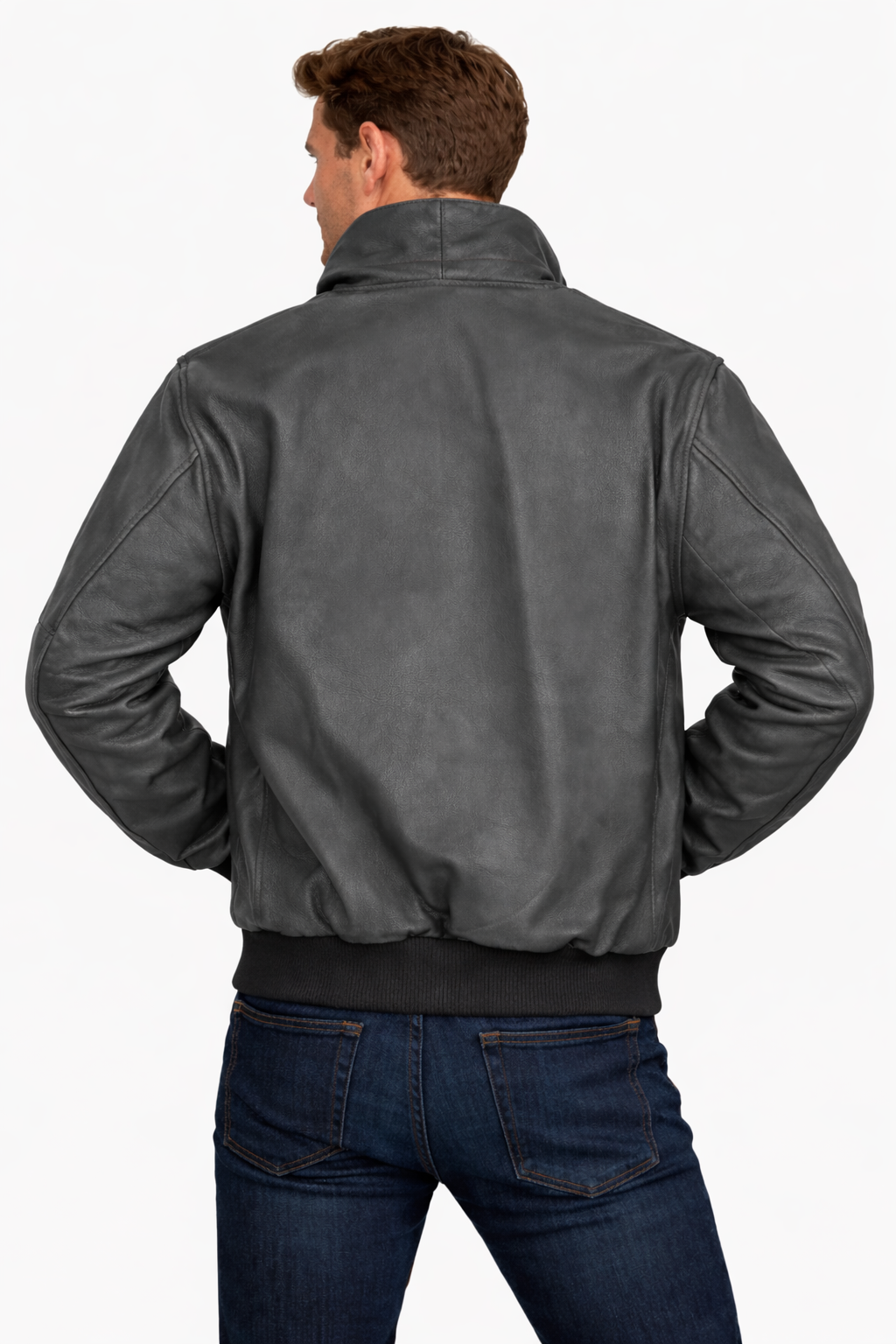Leder Fliegerjacke Metropolitan Holzkohlegrau – Aviator-Stil