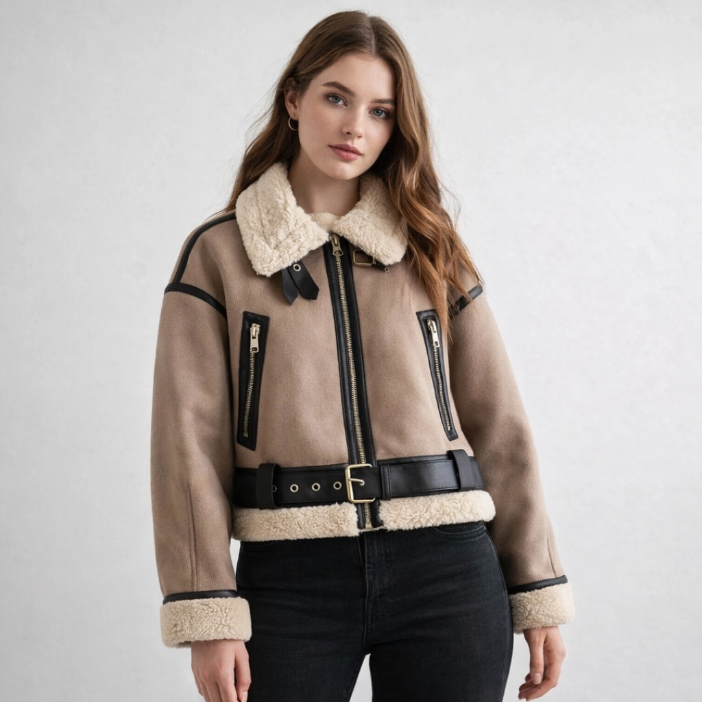 Women's Mink Aviator Shearling Jacket - Leather Outlet