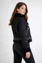 Women's Black Aviator Jacket