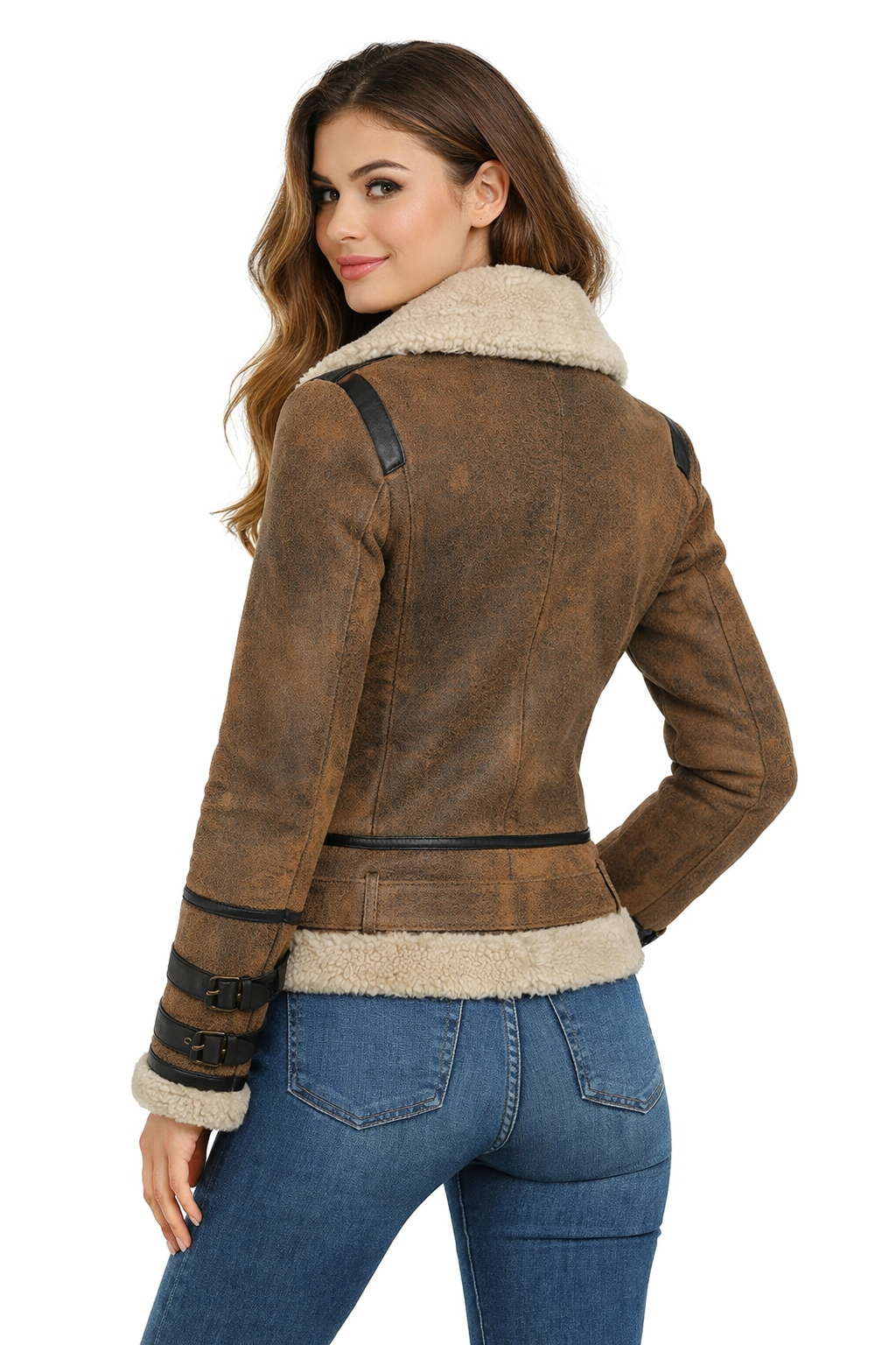 GEREN Women Shearling Jacket Aviator Sheepskin