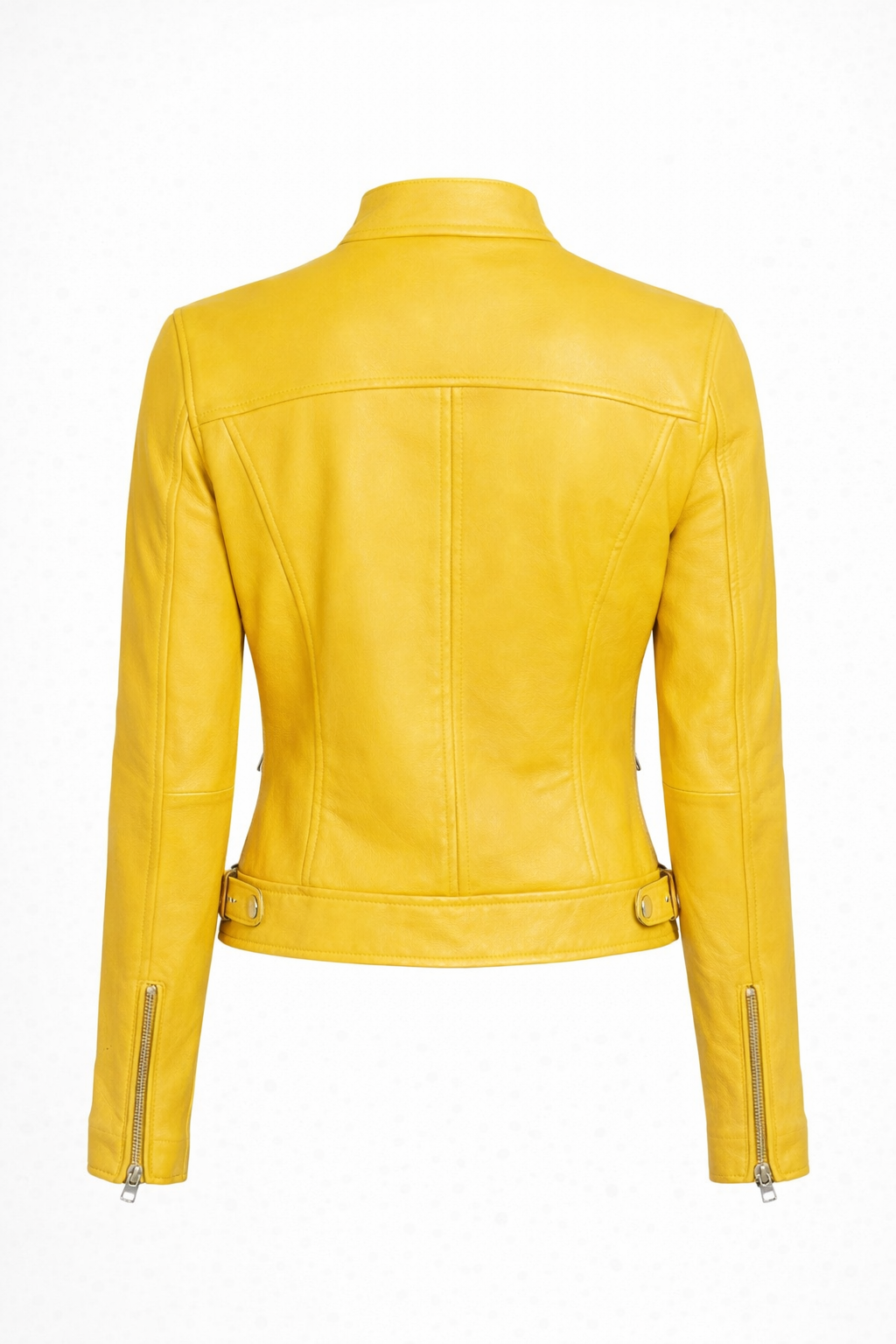 Women’s Yellow Sheepskin Cafe Racer Leather Jacket