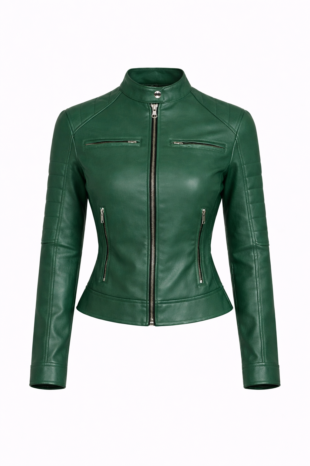Women’s Green Cafe Racer Leather Jacket
