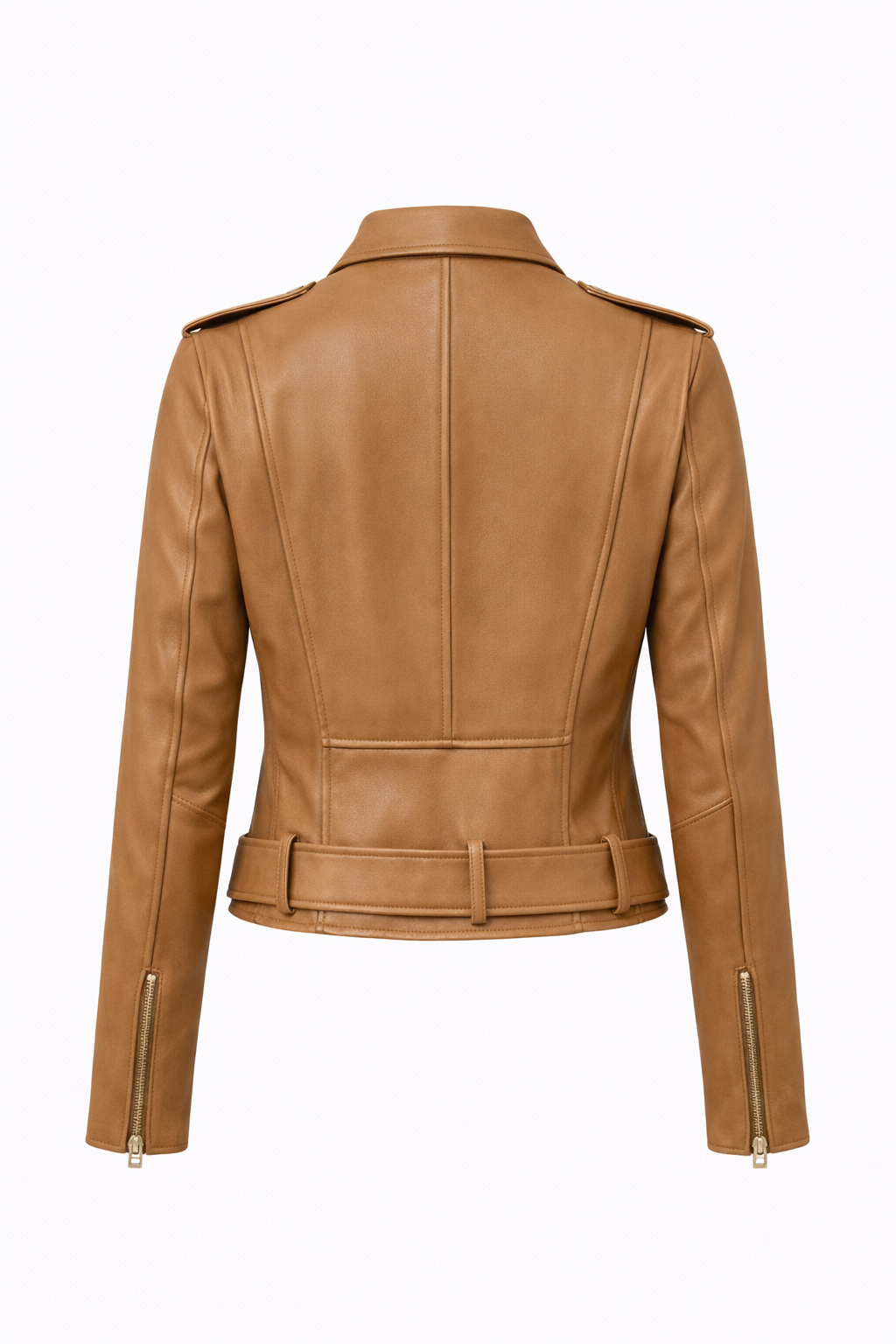 Women’s Brown Belted Moto Leather Jacket
