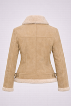 Load image into Gallery viewer, Women's Light Beige Lambskin Aviator Jacket
