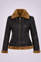 Women’s Tressano Black Real Shearling Aviator Jacket