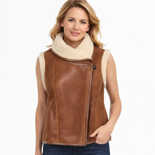 Laden Sie das Bild in den Galerie-Viewer, Damenweste aus braunem Isabel Marant Alime Shearling-Leder
