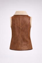 Laden Sie das Bild in den Galerie-Viewer, Damenweste aus braunem Isabel Marant Alime Shearling-Leder
