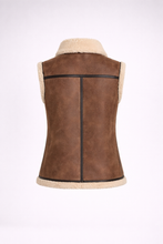 Laden Sie das Bild in den Galerie-Viewer, Damen Braunes Shearling Lammfell Aviator Gilet
