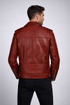 Men's Red Runway Biker Leather Jacket