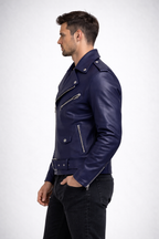 Men's Stylish navy Leather Jacket