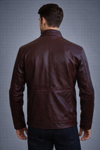 Men Distressed Maroon Red Vintage Genuine Leather Jacket