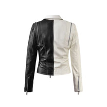 Load image into Gallery viewer, Chic Black &amp; White Women&#39;s Leather Jacket Leather Outlet
