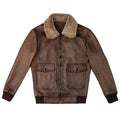 Men’s Chocolate Brown Leather Bomber Jacket – Classic Fit & Timeless Style