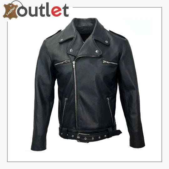 Klassische Motorradjacke aus schwarzem Leder