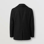Men’s Black Fleece Peacoat – Classic Double Breasted Winter Coat