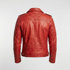 Men’s Red Lambskin Brando Biker Jacket – Slim Fit Moto Leather Coat