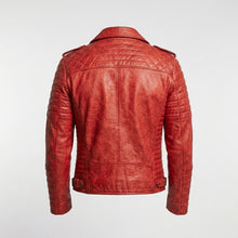 Load image into Gallery viewer, Men’s Red Lambskin Brando Biker Jacket – Slim Fit Moto Leather Coat
